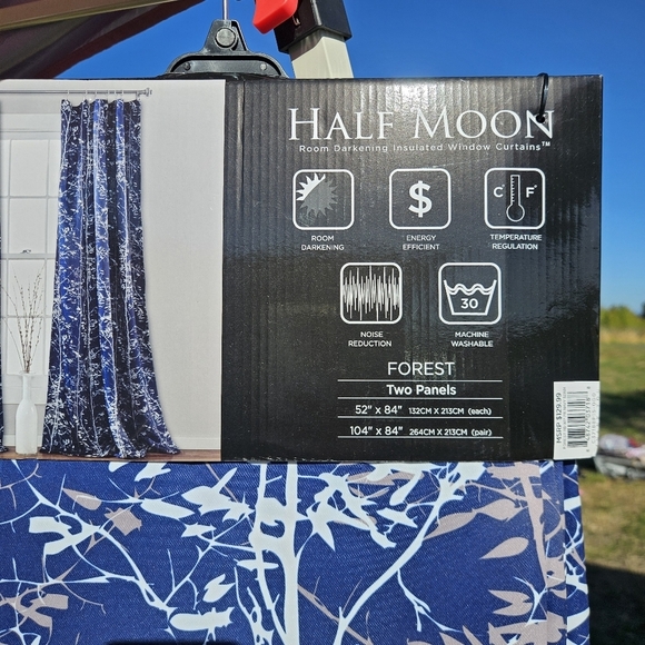 Lush Decor Curtains Set of 2 (84"x52") Forest Light Filtering Window C Navy - Picture 4 of 5